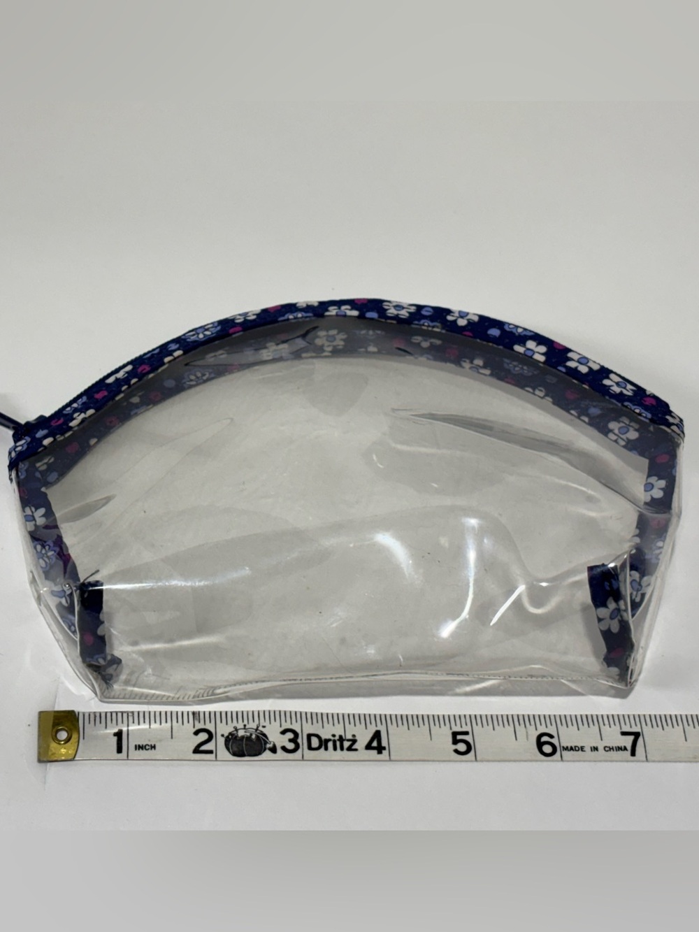 Vera Bradley Clear Vinyl Mini Cosmetic Bag with Navy Floral Trim